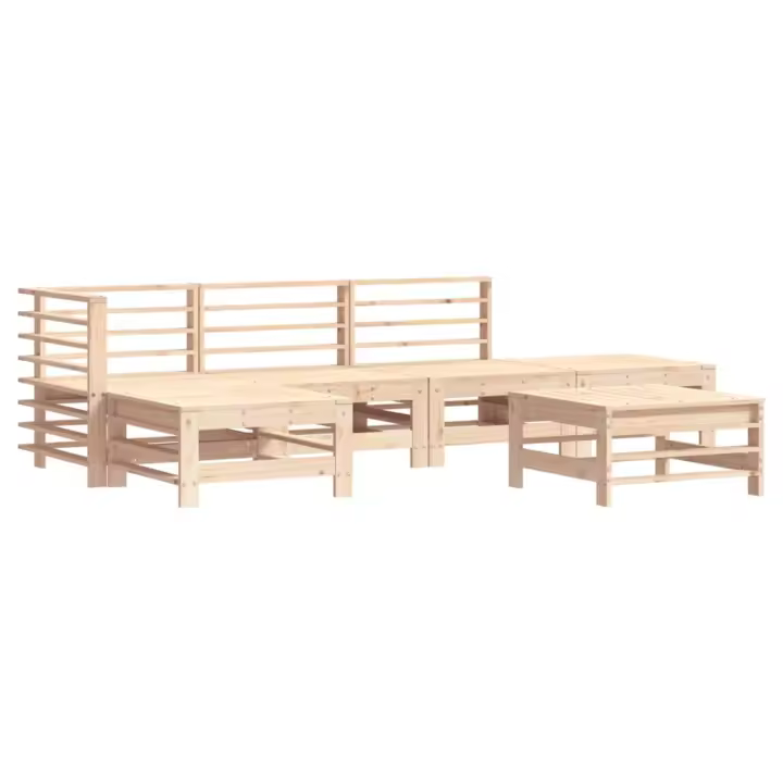 vidaXL Juego de muebles de jardín 6 piezas madera maciza de pino - 1