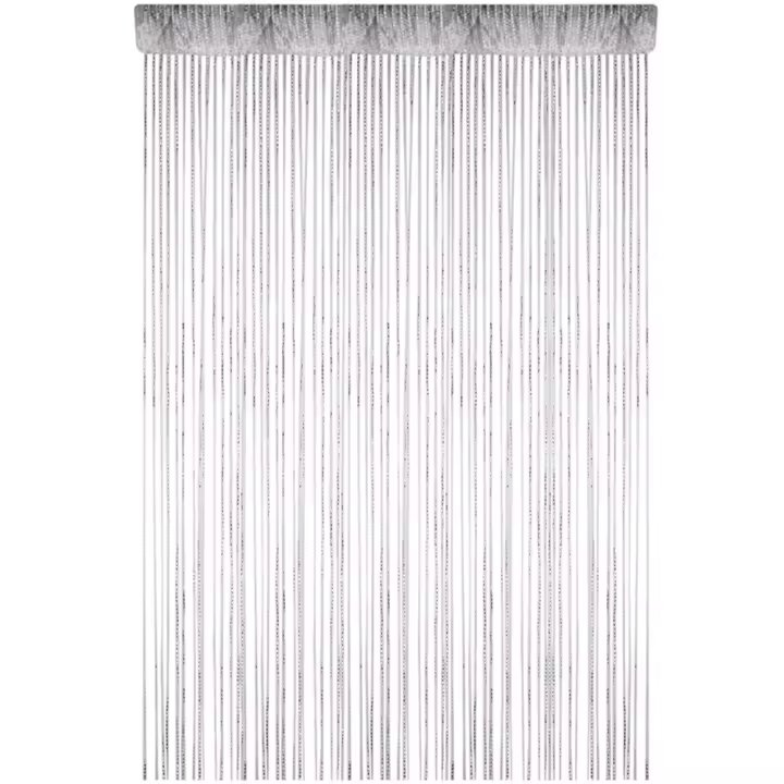 Cortina Decorativa Para Puerta 100cm X 200cm Divisor De Habitación Para Bodas Coffee House Restaurante Hecho De Hilo De Poliéster Y Plata - 1