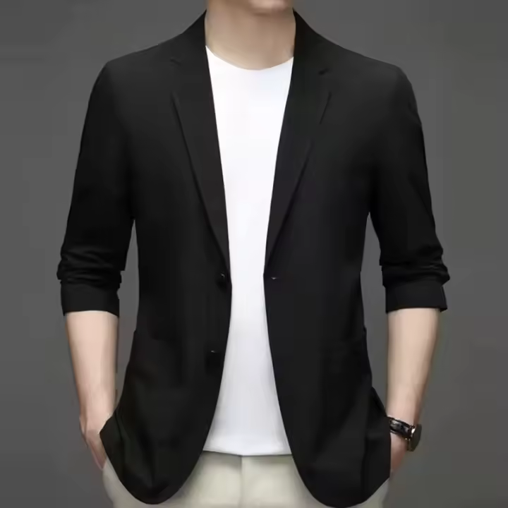 Traje De Verano Para Hombre En Seda De Hielo Color Sólido Transpirable Y Elástico Alto Escudo Solar Ligero Para Primavera - 1