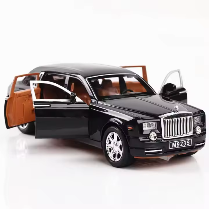 Coche De Juguete Rolls Royce Phantom a Escala 1:24 En Metal Con Luz Y Sonido Función De Retroceso Coleccionable Para Niños - 1