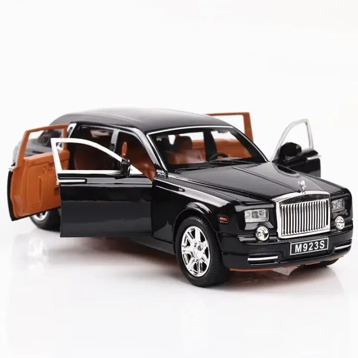 Coche De Juguete Rolls Royce Phantom a Escala 1:24 En Metal Con Luz Y Sonido Función De Retroceso Coleccionable Para Niños - 1