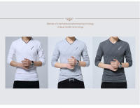 Camiseta De Manga Larga Para Hombre Estilo Casual Slim Fit Con Cuello En V Moda Harajuku Ropa Deportiva Camisetas Top Para Todas Las Estaciones - details 2