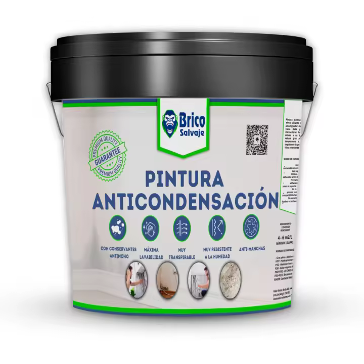 BRICOSALVAJE Pintura Anticondensación Termoaislante, Antimoho, Mate Blanco Resistente a Manchas, para Interiores y Exteriores, Hecho en España - 1