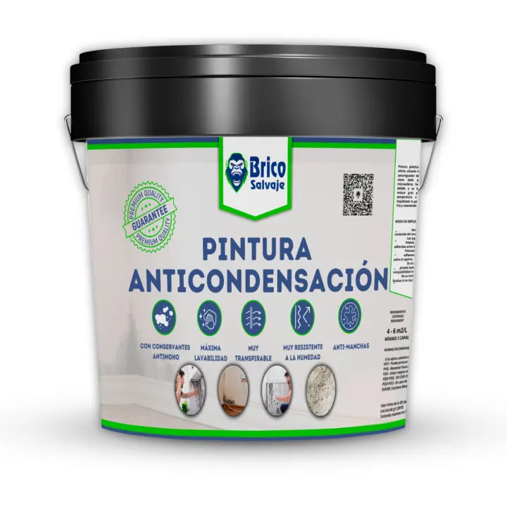 BRICOSALVAJE Pintura Anticondensación Termoaislante, Antimoho, Mate Blanco Resistente a Manchas, para Interiores y Exteriores, Hecho en España - 1