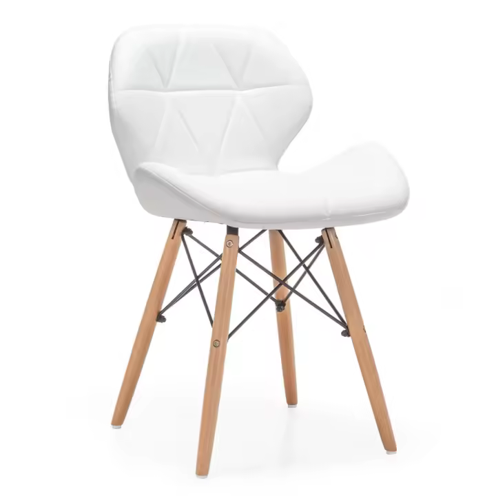 Silla BAMBOLA, madera, similpiel blanca - 1