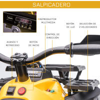 HOMCOM Quad Eléctrico 12V para Niños +3 Años con 2 Motores Faros Música Neumáticos de Suspensión Botones Avance y Retroceso Vehículo Eléctrico a Batería 100x65x73 cm - details 4