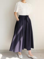 Falda Midi A-Line Elegante De Cintura Alta Para Mujer REALEFT Con Bolsillos Estilo Coreano Casual Suelta Y Solidaria Con Cinturón - details 30