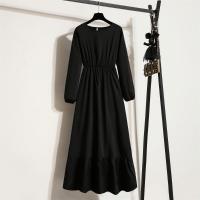 Vestido Largo Para Mujer Verano Otoño Mujer Vestidos Sólidos Manga Larga Cuello Redondo Casual Chiffon Vestidos Musulmanos Sólidos Sueltos Maxi - details 12