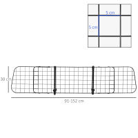 Pawhut Rejilla de Seguridad de Coche para Perros Extensible Barrera Protectora Metálica de Vehículo Universal para Maletero Equipaje Automóvil Negro - details 2