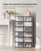 Cajas de Zapatos de Plástico Plegables y Apilables - Juego de 12 Organizadores para Zapatillas hasta Talla 44, Transparente, Azul, Blanco o Verde - details 1