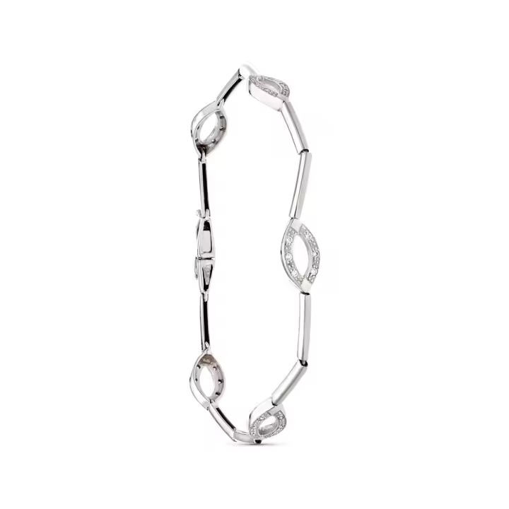 Inmaculada Romero Pulsera Oro 18k Blanco Circonitas óvalos Barras - 1