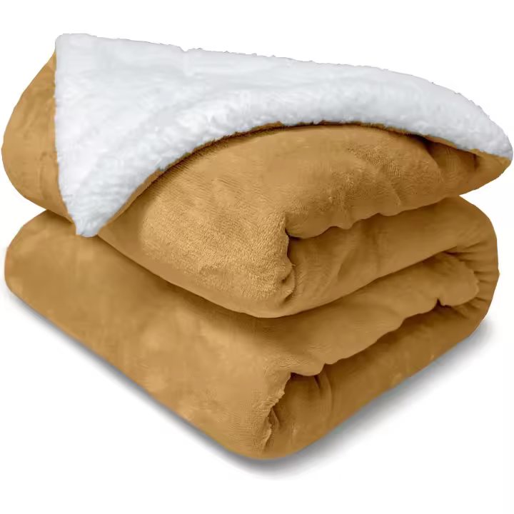 Manta Borrego 130x160cm/160x220cm/220x240cm, Manta Sofa Reversible de Franela y Sherpa, Manta Cama Gruesa, Manta Borreguito, Sobrecama, Manta Caliente, Suave, Transpirable para Invierno - 1