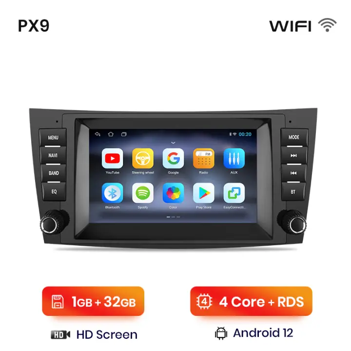 AWESAFE inalámbrico CarPlay Android Auto Radio para Mercedes Benz CLK C209 W209 CLS C219 W219 W463 W211 coche reproductor multimedia GPS 2 din autoradio volante controles RDS Bluetooth - 1