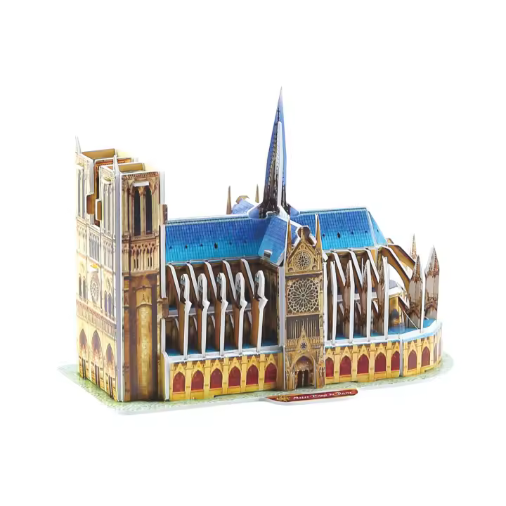 DAM. Puzle 3D de cartón de la Catedral de Notre Dame situada en París. 39 piezas. 16x7x11cm. - 1