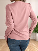 Blusa Elegante De Negocios Para Mujer Con Cuello En V Y Mangas Largas Vestido Trabajo Tops Casual De Poliéster Transpirable Para Otoño/Winter - details 29