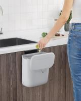 Cubo de Basura Colgante de 9L para Cocina - Montaje en Pared o Puerta de Armario, con Tapa para Residuos, Ideal para Debajo del Fregadero, Blanco o Gris - details 7