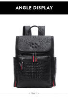Mochila De Cuero Auténtico Crocodilo Para Laptop De 15.6 Pulgadas Hombres Viaje Impermeable Grande Para Adolescentes Escuela Bolsa De Viaje Preppy Style - details 13