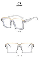 Gafas De Moda Rectangular Unisex Antigolpe Con Espejo Plano Y Bloqueo De Luz Azul Estilo Hip Hop Tendencia INS Marco Grande - details 8