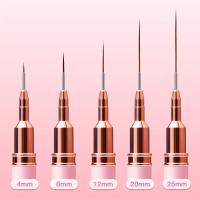 5pcs Líneas Profesionales De Uñas Con Pincel De Dibujo Y Pintura Detallada Herramienta De Barrido Rosa Mango Metálico Para Arte De Uñas - details 4