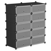 Organizador de zapatos modular, color blanco o negro, zapatero elegante con 10 estantes ajustables, apilable, con puerta - details 20