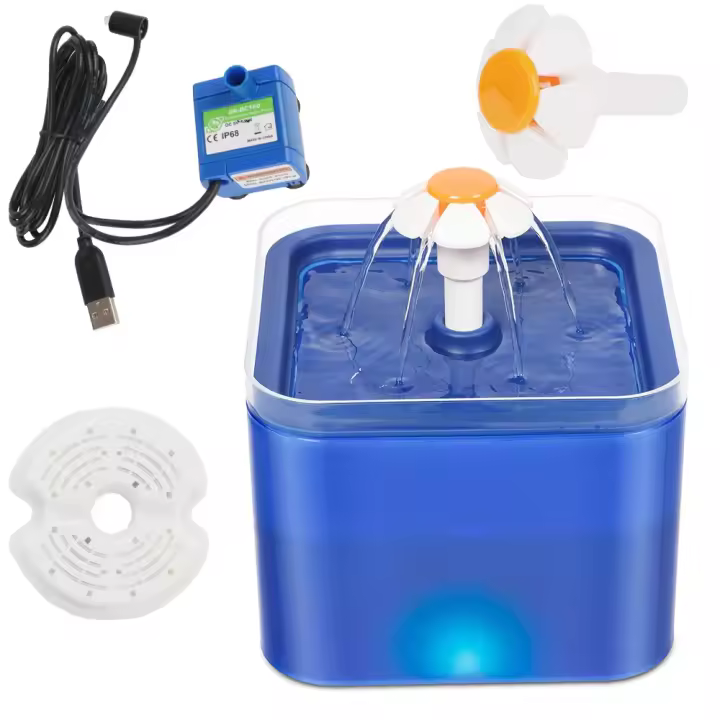 BIT Dispensador de agua para mascotas con filtro de recirculación para agua dulce, fuente de beber automática para gatos, carga USB con iluminación LED - 1
