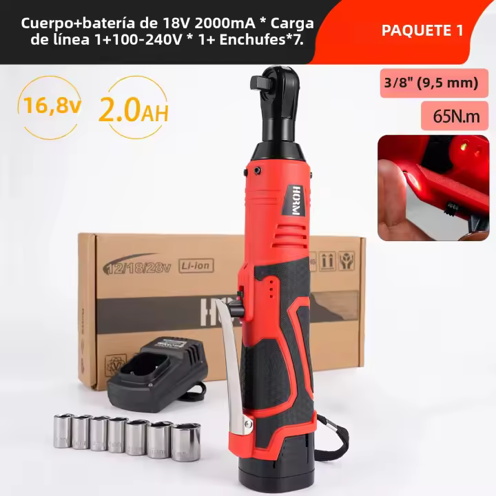 Llave De Eje Recto Hormy 16.8V Sin Cable Para Reparación De Coches 65N.m Multifuncional Con Soporte De Escenario Herramienta De 3/8 Pulgada - 1