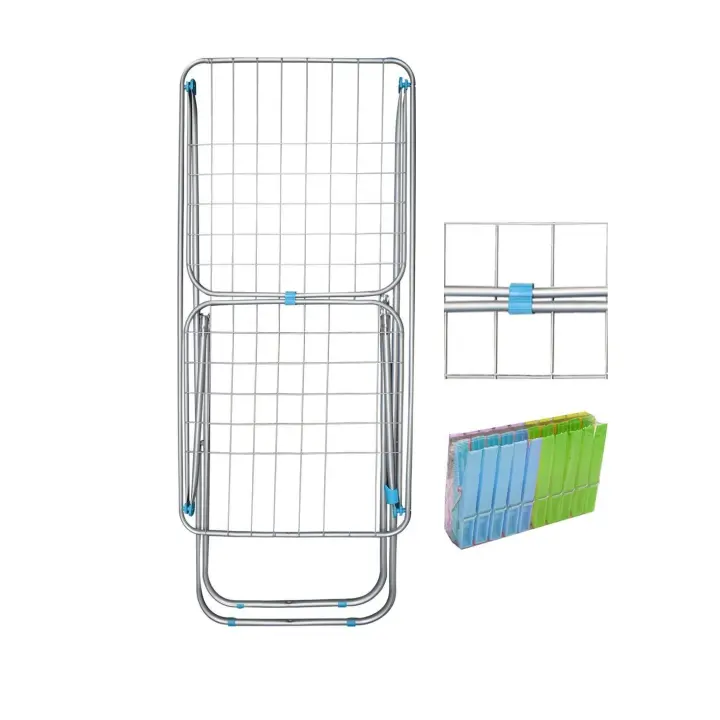 JARDIN202 - Tendedero metálico plegable con alas | Superficie 19 m | Incluye 20 Pinzas 182 x 56 x 107 cm - 1