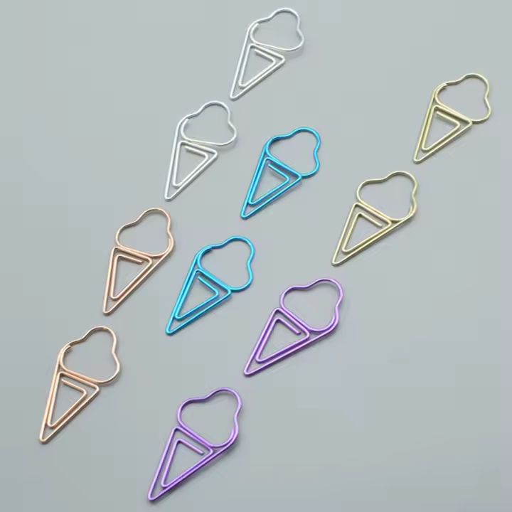 10pcs Clips De Papel De Metal Colorido Con Agujero Para Marcadores Y Cierres De Encuadernación Suministros Para Escuela Y Oficina - 1