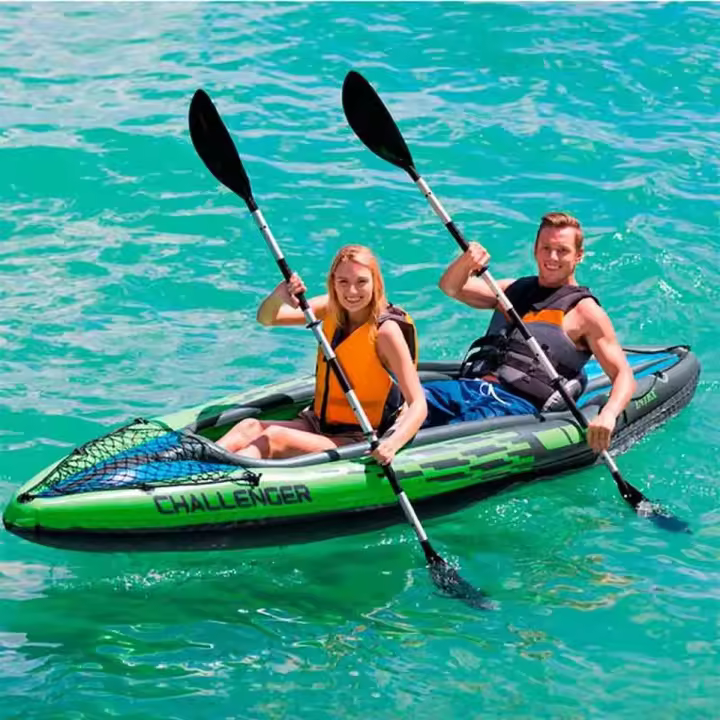 Kayak hinchable Challenger K2 Intex 2 plazas 2 remos+bomba de hinchado verde 38x76x351 cm - 1