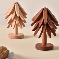 Juego De 4/1 Trivets De Madera Para Platos Calientes Almohadilla De Aislamiento En Forma De Árbol Para Tetera Y Ollas Calientes Moderno Sin Químicos Peligrosos - details 1