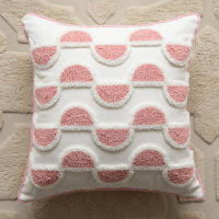 Funda De Cojín Cuadrada Rosa 45x45cm Algodón Tela Geométrica Bordada Decorativa Para Sofá Y Coche - details 11