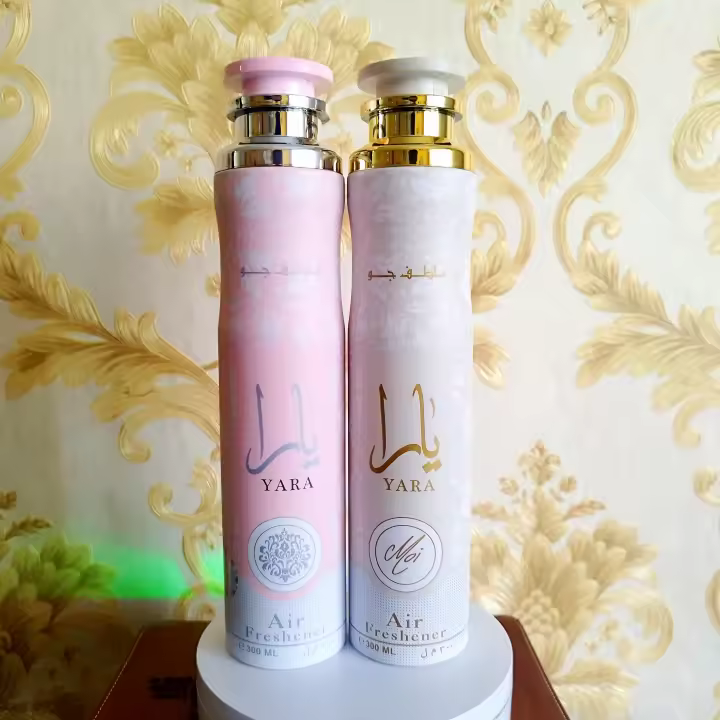 Dos ambientadores Yara lattafa perfume arabe, olor de moda.300 ml. Casa -coche. Dulce , avainillado, frutal... Olor duradero , no empalagoso. Aroma concentrado - 1