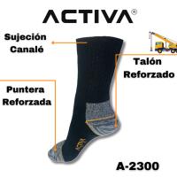 ACTIVA - 6 Pares Calcetines de Trabajo Hombre - Calcetines Algodón de Alta Calidad de Canalé y Anti-Presión  - Planta y Talón Reforzados - Talla 40-45 - details 0