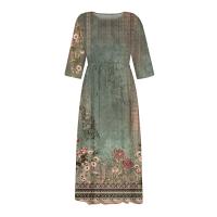 Vestido Bohemio De Verano Para Mujer Estampado Floral Casual Manga Corta Botones Estilo Playa Midi Elegante Robe O-Neck - details 16
