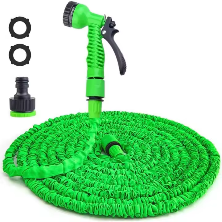 Manguera de jardín extensible de 15 m con boquilla rociadora de 7 funciones, multifunción para jardinería, lavado de autos y mascotas. - 1