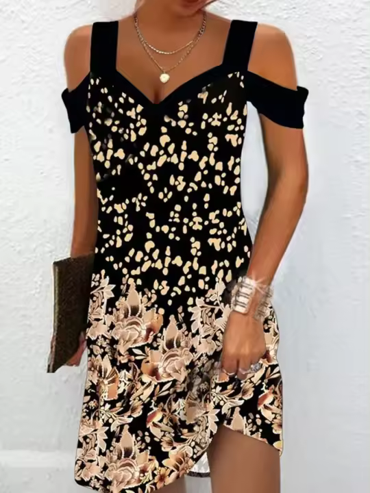 Vestido Casual De Verano Para Mujer Estampado Étnico Halter Sin Mangas De Color Sólido Vestido De Playa Con Tirantes - 1