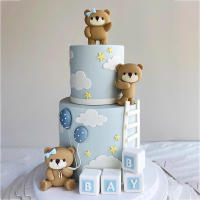 Toppers De Pastel Oso Oscuro Para Fiesta De Cumpleaños De Niños Y Niñas Decoración De Pastel Con Letras Oso Estrellas Nubes Para Baño De Muyerno - details 4