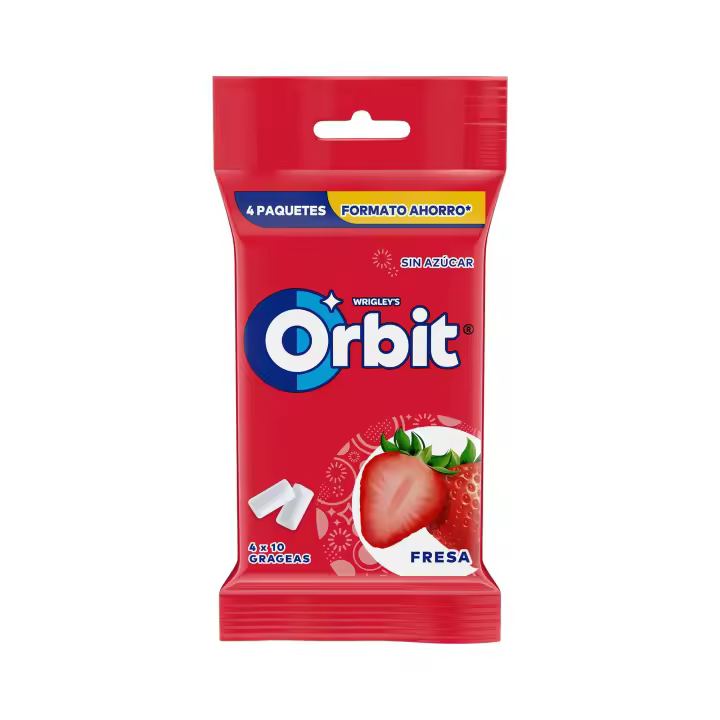 Orbit Chicles Sin Azúcar de Fresa en grageas, 8 packs 4 piezas de 10 uds - 1