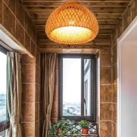 Lámpara Colgante De Paja De Bambú 30 Pulgadas Iluminación Retro Para Decoración De Habitaciones Estilo Artesanal Material De Madera - details 8
