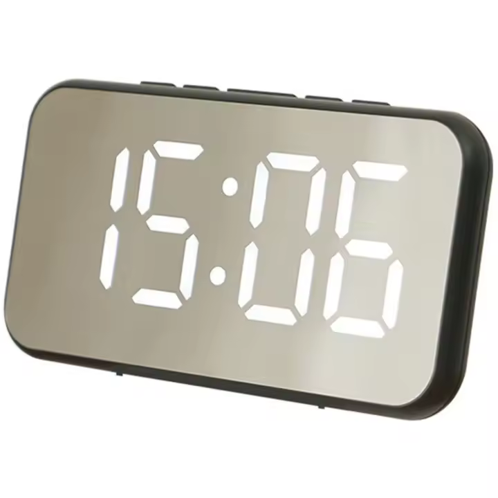 Reloj despertador con espejo LED: reloj electrónico Digital con brillo ajustable - 1