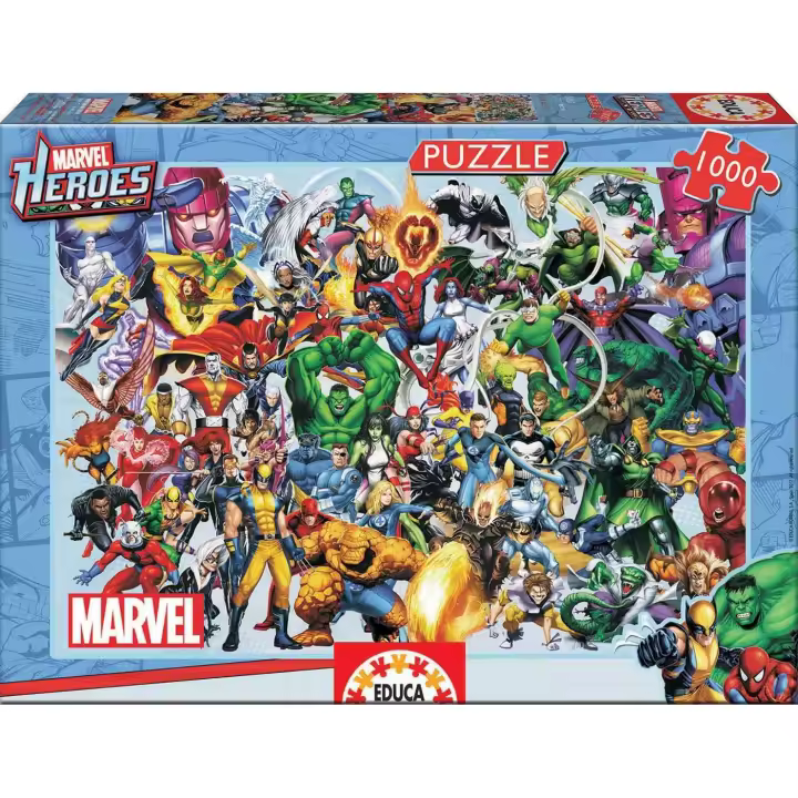 Educa - Puzzle de 1000 Piezas para Adultos | Los Héroes de Marvel. Incluye Pegamento Fix Puzzle. A Partir de 14 años - 1