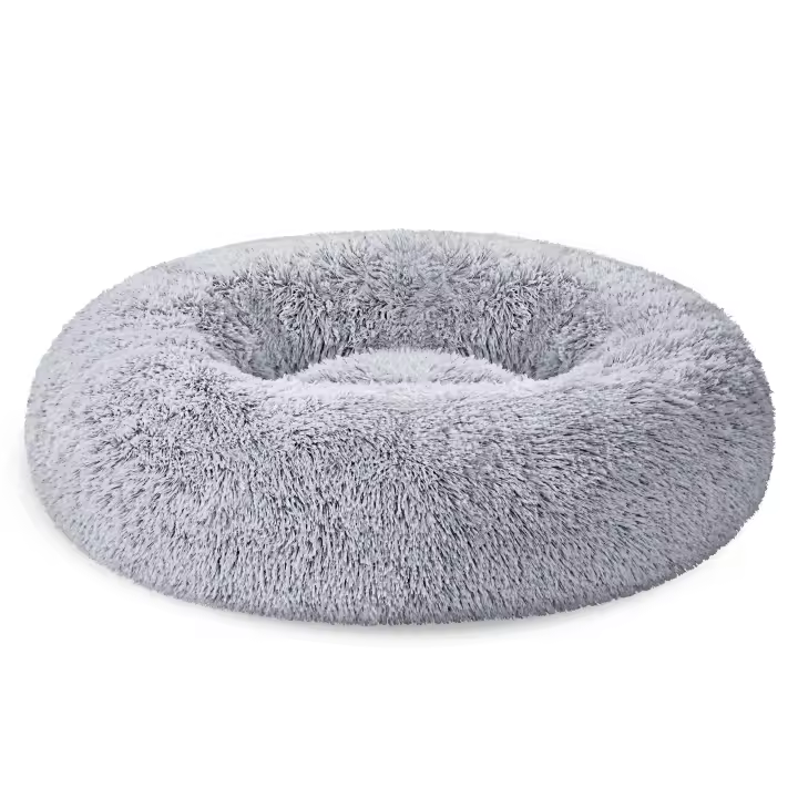 FEANDREA Cama de Perros, Cama para Mascotas, Cojín Central Extraíble y Lavable, Alfombra de Felpa Suave y Mullida, 70 cm de Diámetro, Gris Ombré/Gris Oscuro - 1