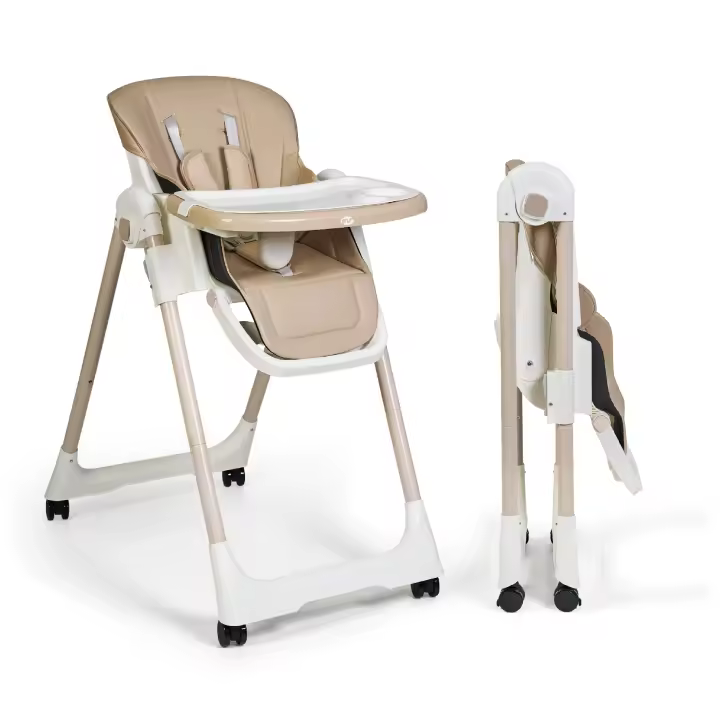 Ms - Trona Para Bebe Evolutiva Tasty - 7 Posiciones De Altura y 3 De Reclinación- Bandeja Extraíble y Reposapiés Regulable - Portatil, Plegable, Hasta 3 años - Gris Claro - 1