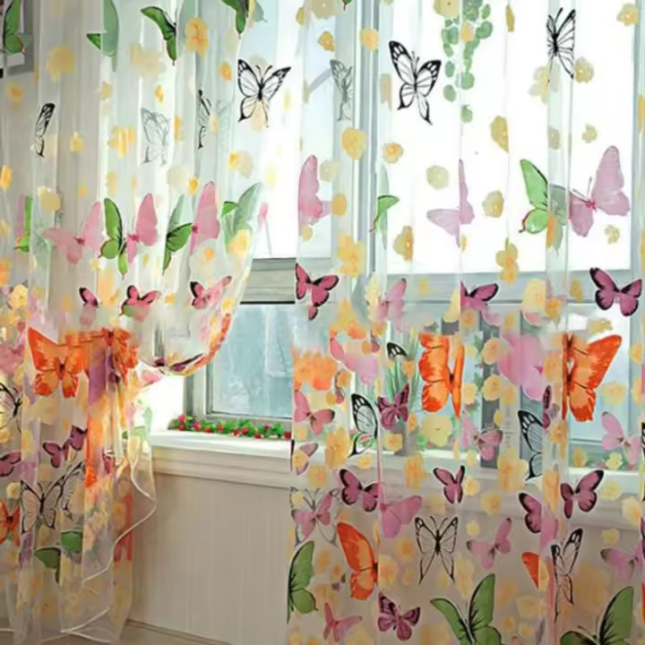 Cortina cortina mariposa guardería sala de estar ventana cortina decoración - 1