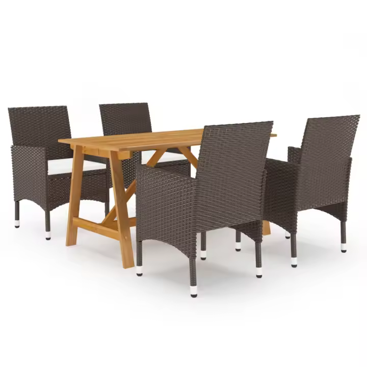 vidaXL Juego de comedor para jardín de 5 piezas marrón - 1