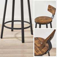 Taburetes de bar con respaldo, set de 2 unidades, estilo industrial, marco de acero, montaje sencillo, asiento elevado para cocina, marrón rústico y negro - details 4
