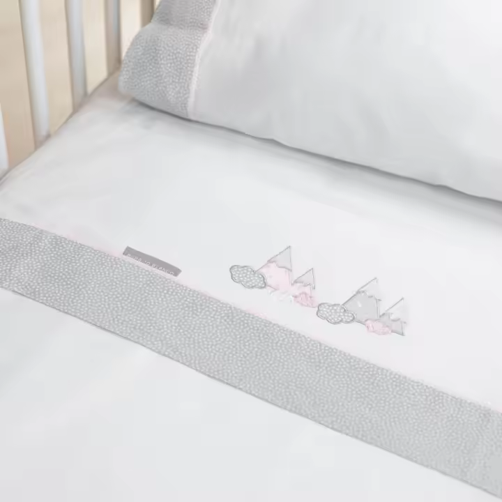 Sábanas coralina cuna bordadas 100% poliéster. Disponible en cama de 50, 60 y 70cm. Color Azul y rosa. Calentitas para el bebé. - 1