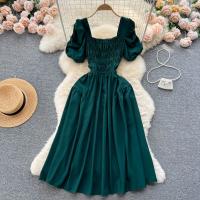 Vestido Elegante Para Mujer Verano 2024 Manga Suelta Vintage Fiesta Moda Coreana Vestidos A-Line Cuello Cuadrado Midi Sin Capucha - details 5