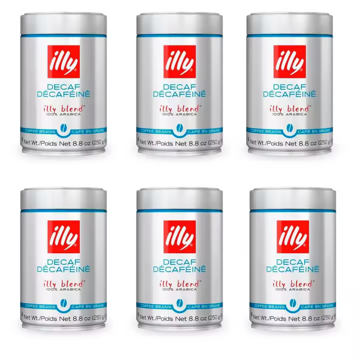 Pack 6 x Illy Café en Granos Descafeinado 250 gr 100% arábico - 1