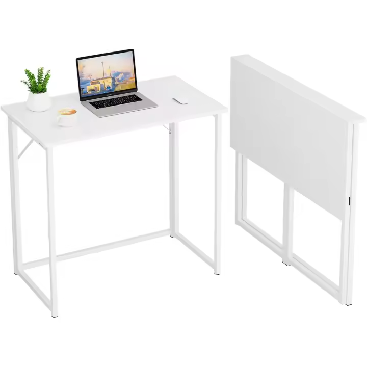 Mesa Escritorio Plegable, Compacto, Estable y Fácil de Montar, Mesa Ordenador para Casa Oficina y Cualquier Poco Espacio, Color Blanco, 80 x 46 x 74 cm - 1